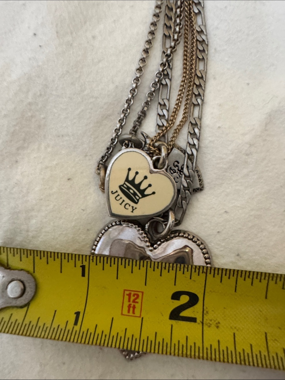 Juicy Couture Silver Tone Layered Heart Pendant Necklace - Picture 11 of 11
